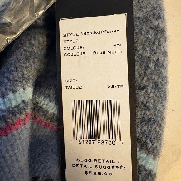 NWT Marc Jacobs Tattoo mock neck sweater in engineered stripe blue combo - Picture 11 of 13